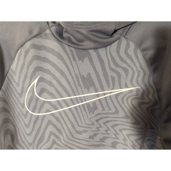 Nike Hoodie Men Med Gray Zebra Striped Dri Fit Center Swoosh Pullover Sweatshirt - Picture 2 of 5